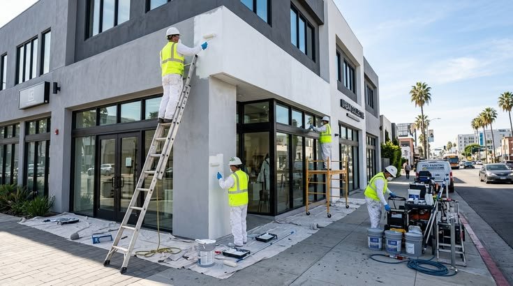 Commercial building painting project in Geelong