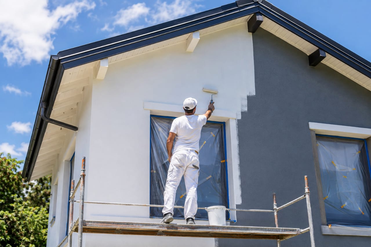 Exterior painting service — weatherboard home